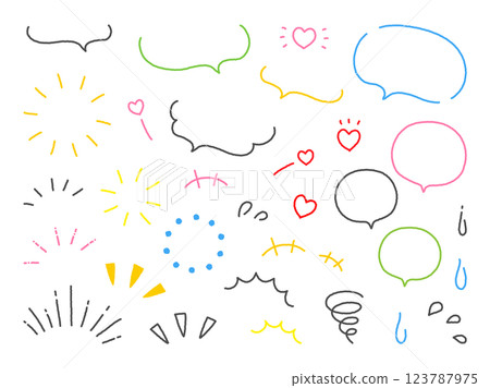 簡單的手繪語音泡泡集，色彩斑斕的筆觸 123787975