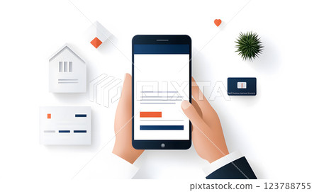 Flat vector concept of online banking with mobile devices and secure transactions Flat vector concept of online banking with mobile devices and secure transactions 123788755