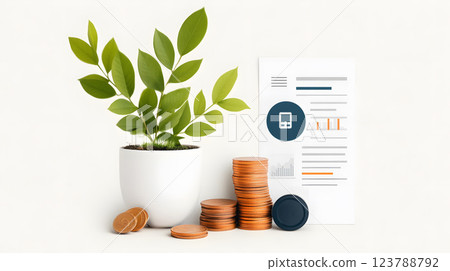 Flat vector budgeting concept showing a list of expenses and savings goals Flat vector budgeting concept showing a list of expenses and savings goals 123788792