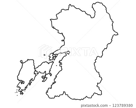 熊本縣九州的略顯鬆散的白色地圖 熊本縣九州的略顯鬆散的白色地圖 123789380