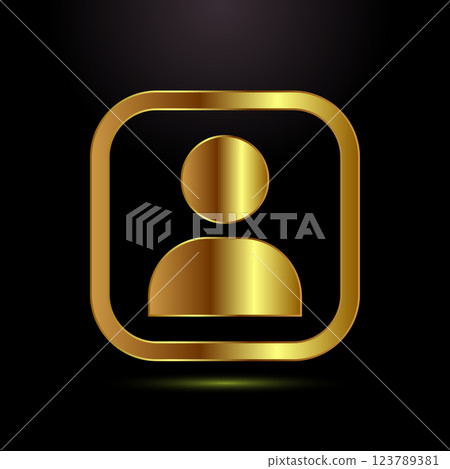 User profile icon design illustration, User profile avatar, gold color style 123789381