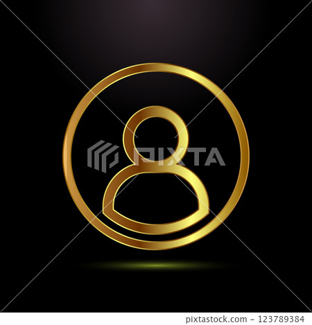 User profile icon design illustration, User profile avatar, gold color style 123789384