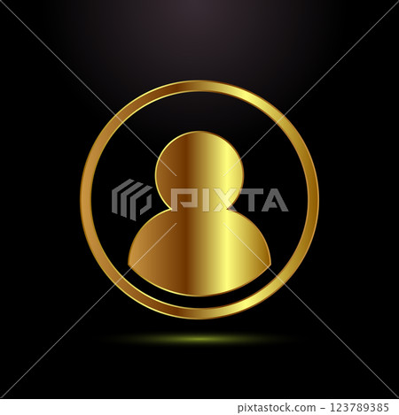 User profile icon design illustration, User profile avatar, gold color style 123789385