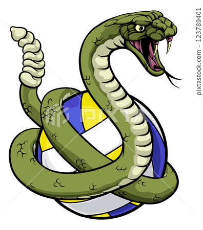 Rattlesnake Snake Volleyball Ball Mascot Rattlesnake Snake Volleyball Ball Mascot 123789401