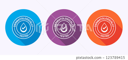 Dermatologically tested icon design, dermatology test and dermatologist clinic icon in shadow button design. Dermatologically tested icon design, dermatology test and dermatologist clinic icon in shadow button design. 123789415