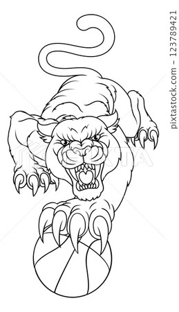 Panther Basketball Sports Team Mascot Design 123789421