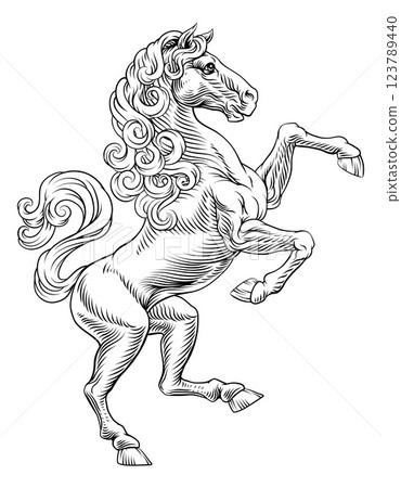 Heraldic Coat of Arms Crest Rearing Heraldry Horse 123789440