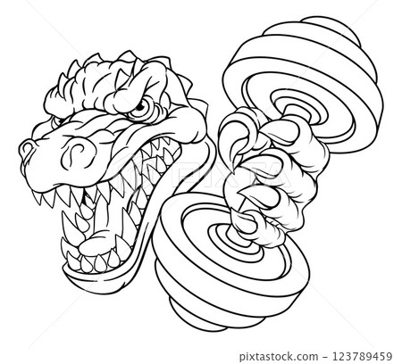 Crocodile Dinosaur Alligator Weight Lifting Mascot Crocodile Dinosaur Alligator Weight Lifting Mascot 123789459