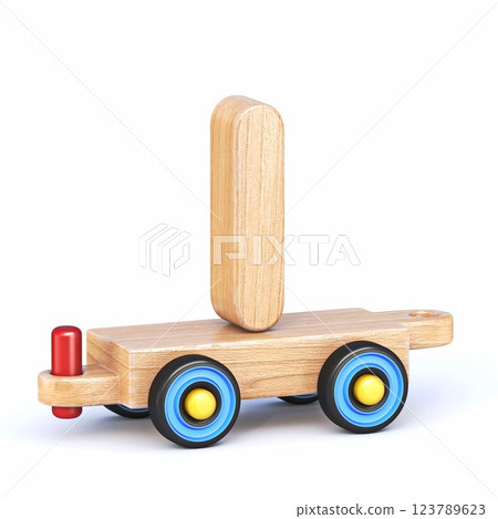 Wooden toy train font Letter I 3D 123789623