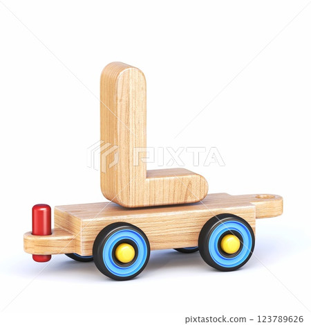 Wooden toy train font Letter L 3D Wooden toy train font Letter L 3D 123789626
