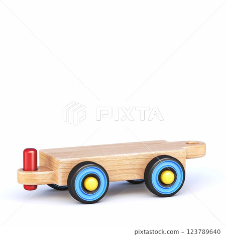 Wooden toy train empty wagon 3D Wooden toy train empty wagon 3D 123789640