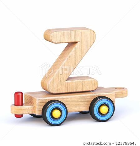 Wooden toy train font Letter Z 3D Wooden toy train font Letter Z 3D 123789645