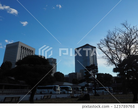 Marunouchi skyscrapers as seen from the Imperial Palace Outer Gardens Marunouchi skyscrapers as seen from the Imperial Palace Outer Gardens 123789768