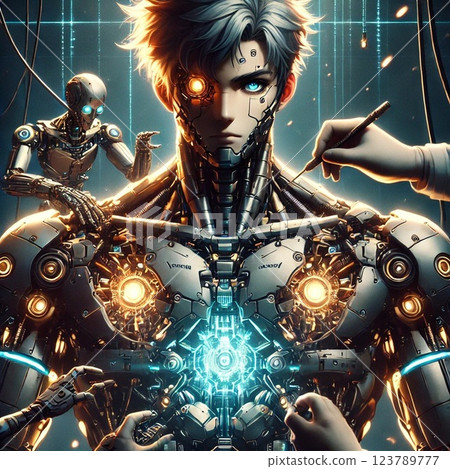 Cyborg maintenance modification boy young man robot 123789777