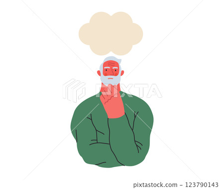 Thinking people, modern flat vector concept illustration- man standing thoughtfully, looking forward, bubble near his head Metaphor for reflection, analysis, introspection, contemplation, deep thought Thinking people, modern flat vector concept illustration- man standing thoughtfully, looking forward, bubble near his head Metaphor for reflection, analysis, introspection, contemplation, deep thought 123790143