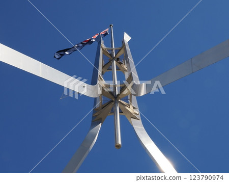 Flagpole of the Australian Parliament Building, Canberra, Australia 123790974