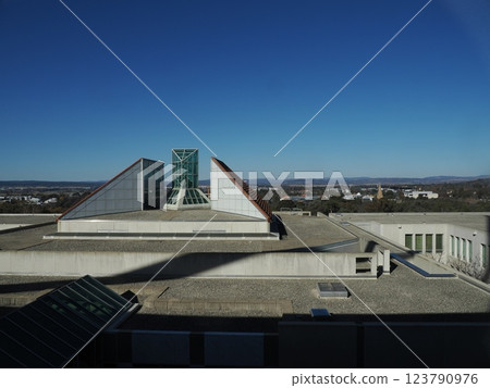 Flagpole of the Australian Parliament Building, Canberra, Australia Flagpole of the Australian Parliament Building, Canberra, Australia 123790976