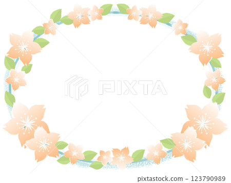櫻花和葉子的框架 123790989