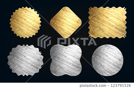 Golden and silver foil stickers set on black Golden and silver foil stickers set on black 123791526