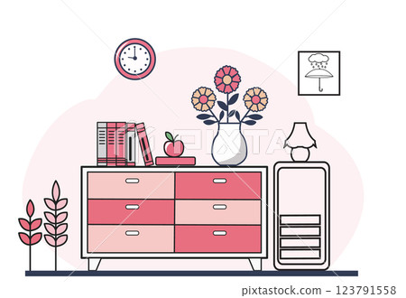 Piece of bedroom furniture and home interior 123791558