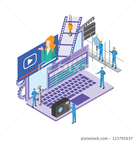Illustration of people editing videos Illustration of people editing videos 123791637