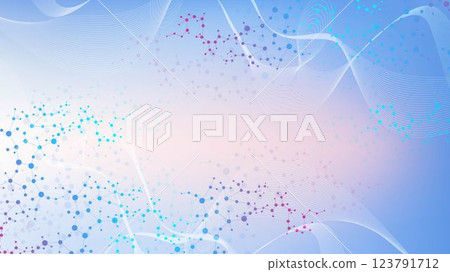 Modern abstract molecules structure for science or medical background. DNA helix or atom visualization. Molecular wave flow abstract background, illustration 123791712