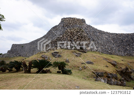 Okinawa Prefecture Nakijin Castle Ruins and Osumi Stone Walls 123791812