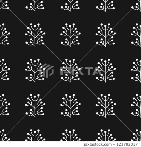 Folk bird and flower ornament. Pattern in hand draw style, created for fabrics 123792017