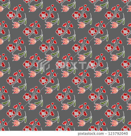 Folk bird and flower ornament. Pattern in hand draw style, created for fabrics Folk bird and flower ornament. Pattern in hand draw style, created for fabrics 123792040