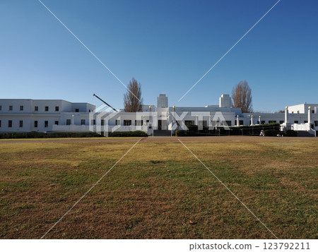 Scenery around the Australian Parliament House, Old Parliament House and lawns, Canberra, Australia 123792211