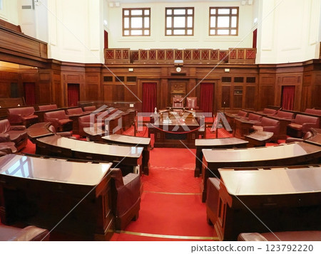 Former House of Representatives chamber in the Old Australian Parliament House, Canberra, Australia 123792220