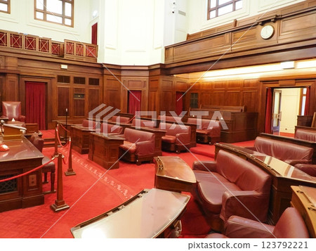 Former House of Representatives chamber in the Old Australian Parliament House, Canberra, Australia 123792221