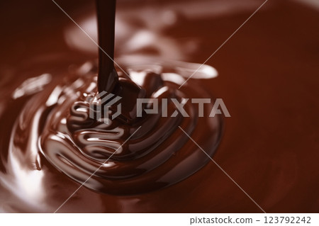 poured melted dark chcolate background closeup poured melted dark chcolate background closeup 123792242