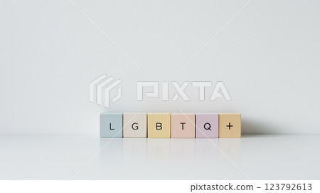 LGBTQ+ Color Blocks in a Minimalist Gray Space | Soft Gray Background 123792613