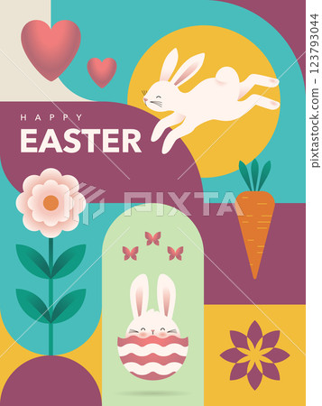 Minimalist Easter Postcard And Poster Design 123793044