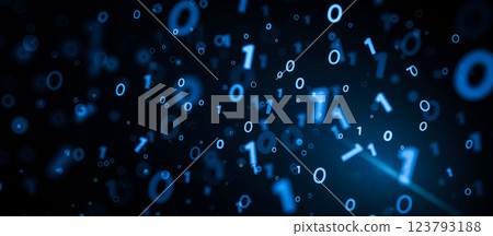 Abstract digital binary code pattern with glowing blue numbers on dark background, tech, programming, and computer science visuals and presentations Abstract digital binary code pattern with glowing blue numbers on dark background, tech, programming, and computer science visuals and presentations 123793188