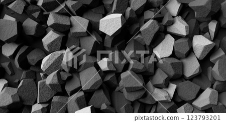 Dark geometric stone background with sharp edges, rough surface texture, abstract 3D rocky pattern, high contrast shadows, modern digital design, 3d rendering Dark geometric stone background with sharp edges, rough surface texture, abstract 3D rocky pattern, high contrast shadows, modern digital design, 3d rendering 123793201
