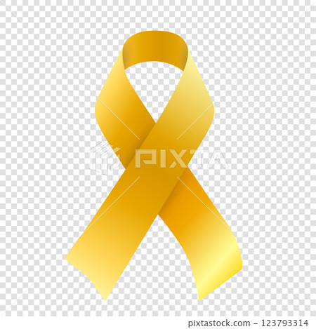 Vector golden or yellow ribbon symbol isolated for Childhood Cancer Awareness campaign 123793314