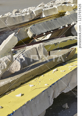 Broken concrete slabs 123793426
