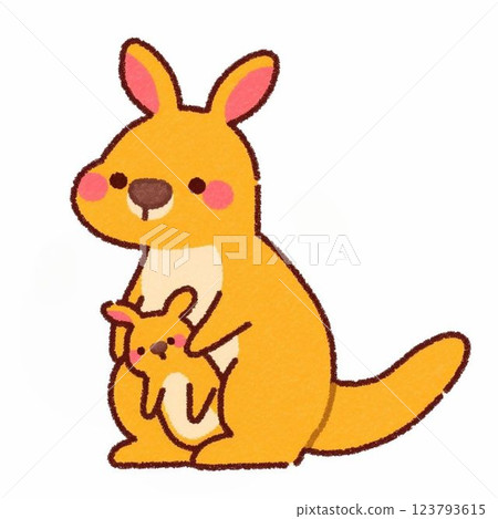 Deformation, kangaroo parent and child, illustration, material, icon Deformation, kangaroo parent and child, illustration, material, icon 123793615