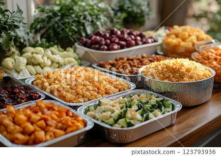 Buffet Spread of Fresh Vegetables and Delicious Dishes for Catering and Events Generative AI Buffet Spread of Fresh Vegetables and Delicious Dishes for Catering and Events Generative AI 123793936