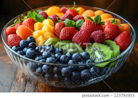 Vibrant Bowl of Fresh Fruit for Healthy Summer Dining and Decor Generative AI 123793955
