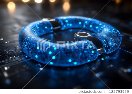 Futuristic Digital Keychain Concept with Glowing Blue Technology Design Generative AI 123793959