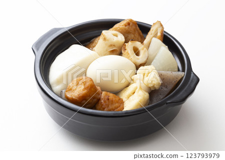A serving of oden on a white background 123793979