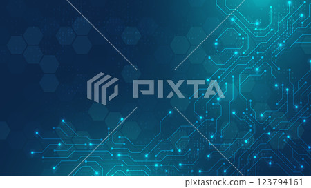Circuit board digital abstract background. Motherboard technology texture design. AI semiconductor and computer processor on tech bg. Vector illustration 123794161