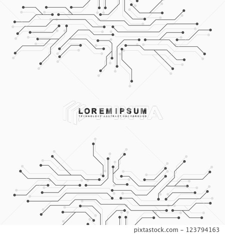 Circuit board digital abstract background. Motherboard technology texture design. AI semiconductor and computer processor on tech bg. Vector illustration 123794163