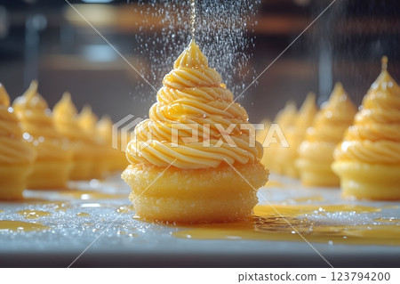 Delicious Lemon Cupcake with Creamy Frosting for Dessert Inspirations Generative AI 123794200