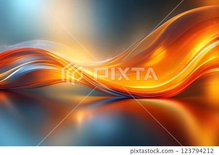 Abstract Fiery Wave on Glassy Surface for Modern Art and Design Projects Generative AI 123794212