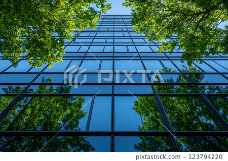 Modern Urban Architecture with Greenery Reflection for Eco-Friendly Design Concepts Generative AI 123794220
