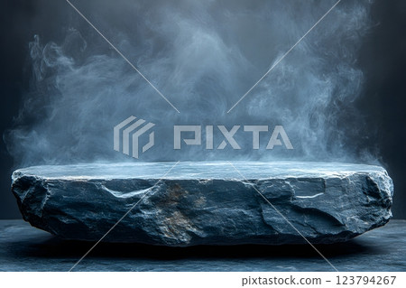 Mysterious Floating Stone with Ethereal Smoke Effects for Surreal Concepts Generative AI 123794267